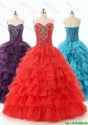 Custom Make 2016 Ball Gown Sweet 16 Dresses with Ruffled Layers