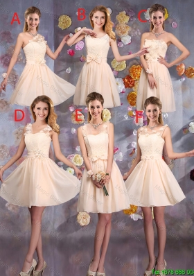 Delicate Champagne Bridesmaid Dresses with Hand Made Flowers