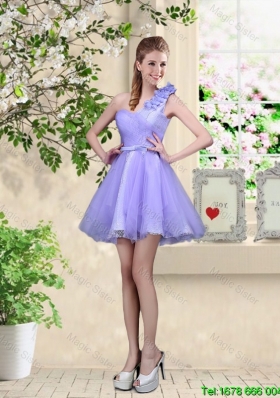 Elegant A Line Hand Made Flowers Bridesmaid Dresses with One Shoulder