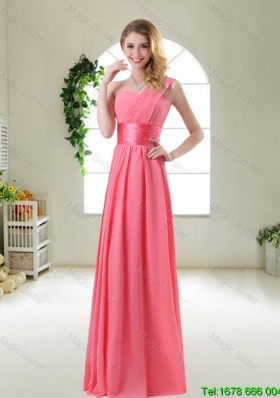 Cheap Watermelon Red Dama Dresses with One Shoulder