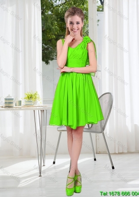 A Line Hand Made Flowers Prom Dresses in Spring Green