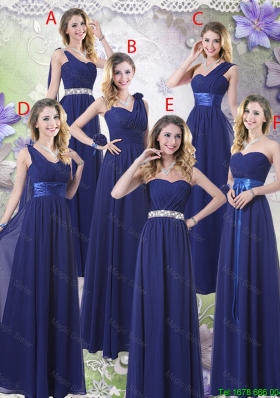 New Style Empire Floor Length Prom Dresses in Navy Blue