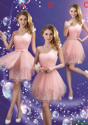 Popular One Shoulder and Belt Prom Dresses in Pink