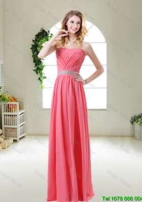 Elegant Strapless Prom Dresses in Watermelon Red