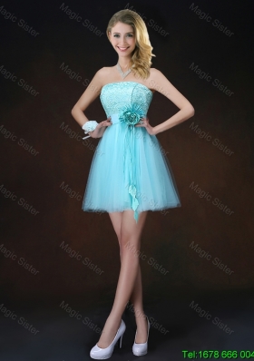 Cheap Lace Short Prom Dresses in Aqua Blue