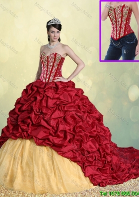 Luxurious Beading and Pick Ups Detachable  Sweet 16 Dresses with Brush Train