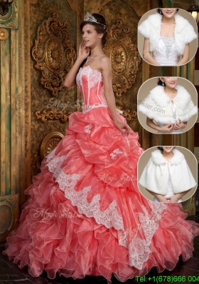 Exquisite Appliques and Ruffles Quinceanera Gowns in Waltermelon