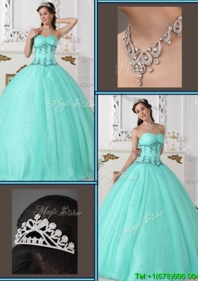 2016 Modern Beading Sweetheart Quinceanera Gowns in Green