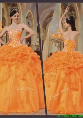 Hot Sale Orange Red Sweetheart Quinceanera Gowns with Appliques