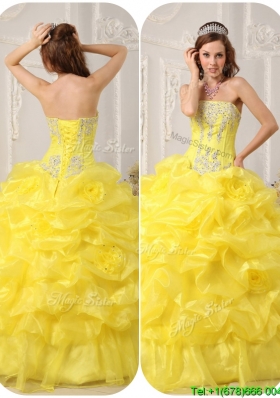 Cheap Strapless Beading and Ruffles Quinceanera Gowns