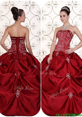 2016 Best Selling Embroidery and Pick Ups Strapless Plus Size Quinceanera Dresses