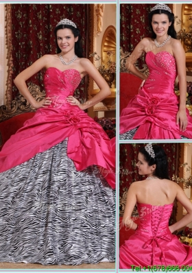 2016 Unique Elegant Ball Gown Hot Pink Quinceanera Gowns with Beading