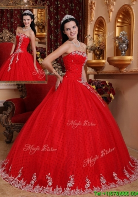 Popular Ball Gown Strapless Quinceanera Dresses with Appliques
