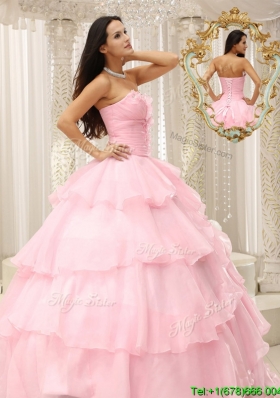 Popular Beading and Ruffles Baby Pink Quinceanera Dresses