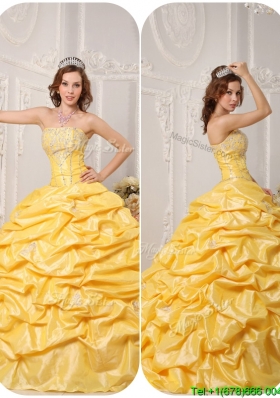 Cheap Ball Gown Pick Ups and Appliques Quinceanera Gowns