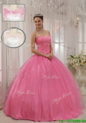 2016 Gorgeous Sweetheart Beading Wholesale Quinceanera Gowns in Pink