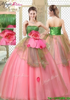 2016 The Most Popular Strapless Quinceanera Gowns with Hand Made Flowers