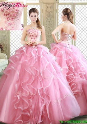 Lovely Strapless Vestidos de Quinceanera Dresses with  Appliques and Ruffles