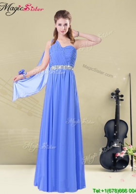 Hot Sale One Shoulder Bridesmaid Dresses with Ruching and Belt