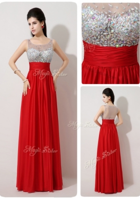 2016 Fashionable Scoop Empire Beading Red New Prom Dresses