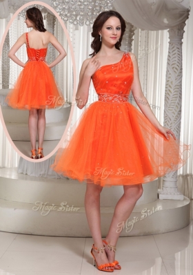 New One Shoulder Beading Short Prom Dress for Party