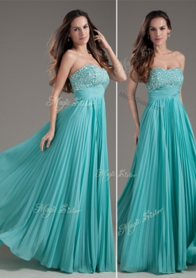 2016 Classical Empire Strapless Turquoise Long Dama  Dress