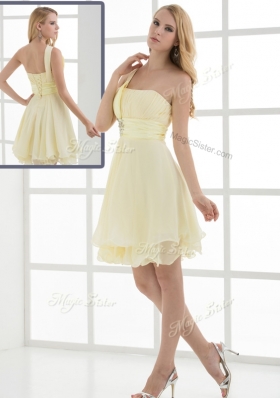 Pretty Short One Shoulder Beading and Belt Party Dresses for Summer