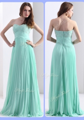 2016 Empire Beading and Sequins Apple Green Party Dresses with Brush Train