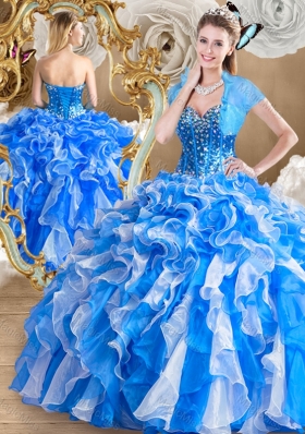 Unique Multi Color Quinceanera Gowns with Ruffles and Beading