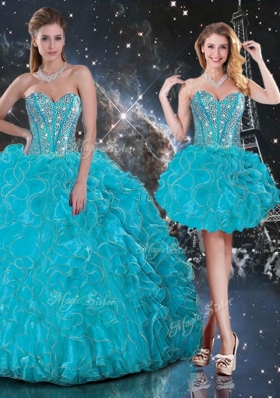 2016 Hot Sale Detachable Sweetheart Quinceanera Gowns  with Beading and Ruffles