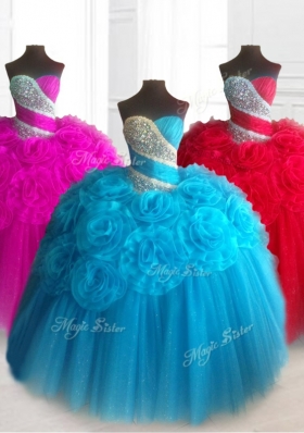 Custom Make Sweetheart Quinceanera Dresses with Beading and Hand Made Flowers