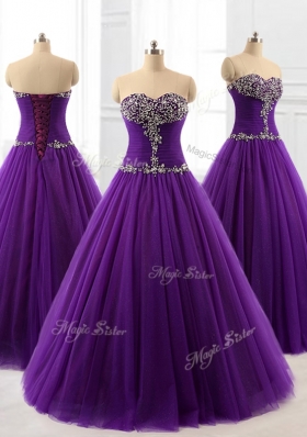 In Stock Beading A Line Sweet 16 Dresses in Purple