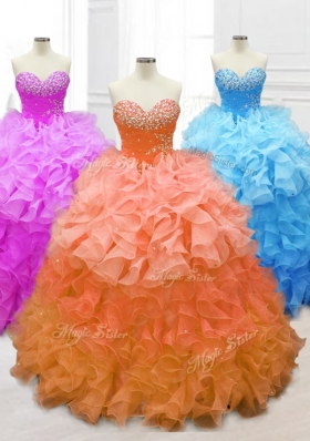 In Stock  Sweetheart Quinceanera Gowns with Beading and Ruffles