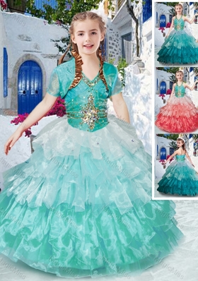 Classical Halter Top Fashionable Little Girl Pageant Dresses with Ruffled Layers and Beading