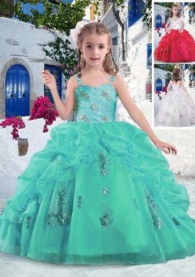 Latest Ball Gown Straps Beading and Bubles Fashionable Little Girl Pageant Dresses