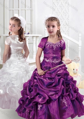Sweet Spaghetti Straps Fashionable Little Girl Pageant Dresses with Appliques and Bubles