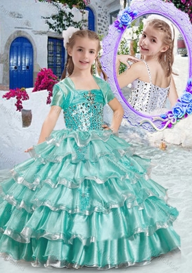Classical Ball Gown Apple Green Mini Quinceanera Dresses with Ruffled Layers