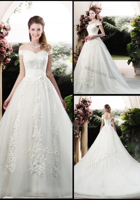 2016 Beautiful A Line Off the Shoulder Wedding Dresses with Appliques