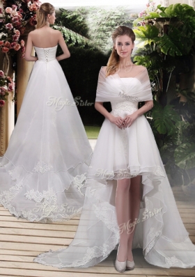 2016 Classical High Low A Line Wedding Dresses with Appliques