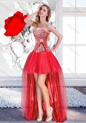 Classical Red High Low 2016 Dama Dresses with A Line