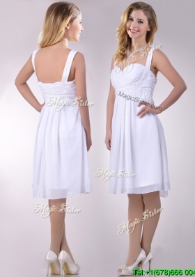 Discount Applique Decorated Straps and Waist White Dama Dress in Chiffon