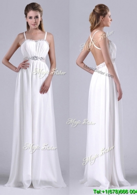 Discount  Beaded Top and Waist White Dama Dress with Criss Cross