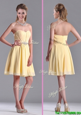Discount  Empire Chiffon Yellow Short Dama  Dress with Beading