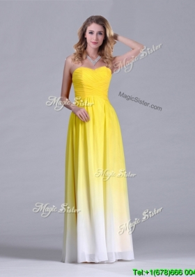 Discount Empire Sweetheart Ruched Long Dama Dress in Gradient Color