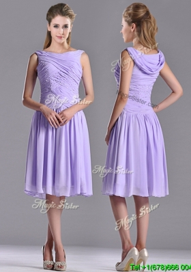 Lovely Empire Chiffon Lavender Dama Dress with Beading and Ruching
