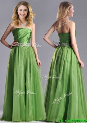 Sexy Strapless Beaded Decorated Waist Prom Dress with Side Zipper