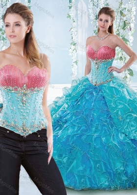 Exclusive Beaded Bodice and Ruffled  Sweet 16 Dress in Organza