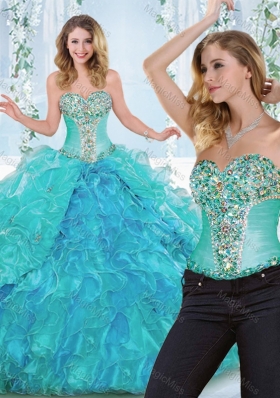 Luxurious Really Puffy Rhinestoned and Ruffled Unique Quinceanera Dresses