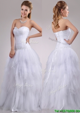 2016 New Style A Line Sweetheart Tulle Bridal Dress with Beading