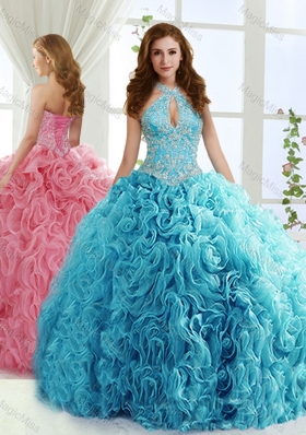 Fashionable Halter Top Detachable Quinceanera Gowns  with Beading and Appliques